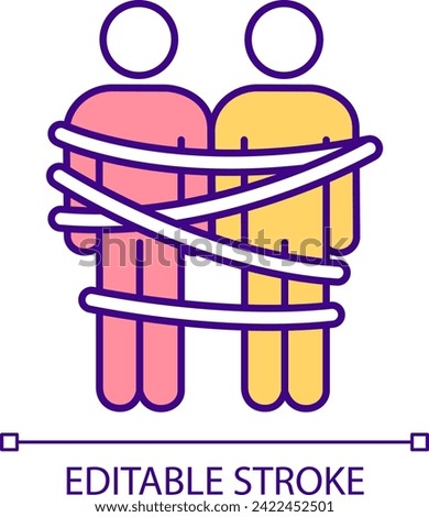 2D editable relationships with addicts icon representing codependent relationship, isolated vector, multicolor thin line illustration.