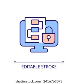 2D editable social intranet platforms thin line icon, isolated vector, multicolor illustration representing knowledge management.