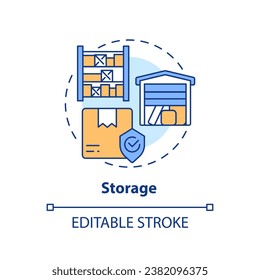 2D editable storage icon representing moving service, simple isolated vector, multicolor thin line illustration.