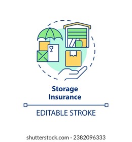 Icono de seguro de almacenamiento editable en 2D que representa el servicio móvil, simple vector aislado, ilustración de línea delgada multicolor.