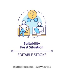 2D editable suitable for a situation thin line icon concept, isolated vector, multicolor illustration representing online therapy.