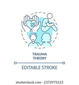 2D editable thin line icon trauma theory concept, monochromatic isolated vector, blue illustration representing codependent relationship.