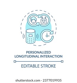 2D editable thin line icon personalized longitudinal interaction concept, isolated vector, blue illustration representing arena.