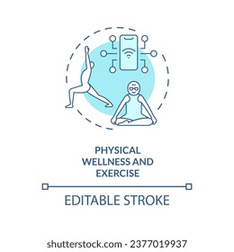 2D editable thin line icon physical wellness and exercise concept, isolated vector, blue illustration representing arena.