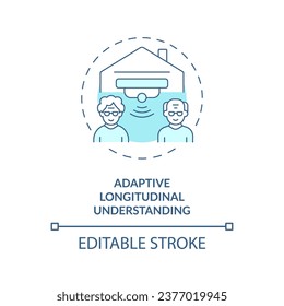 2D editable thin line icon adaptive longitudinal understanding concept, isolated vector, blue illustration representing arena.