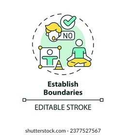 2D editable thin line icon establish boundaries concept, isolated simple vector, multicolor illustration representing parenting children with health issues.