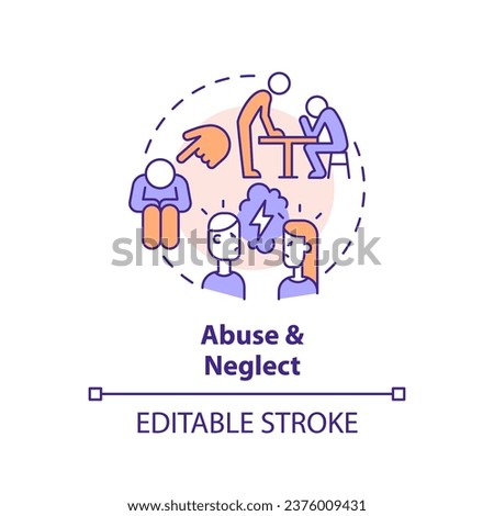 2D editable thin line icon abuse and neglect concept, isolated vector, multicolor illustration representing codependent relationship.