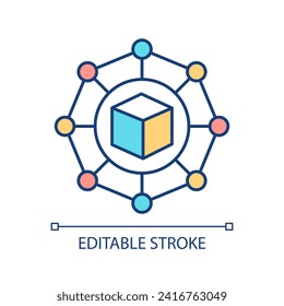 2D editable tokens thin line icon, isolated vector, multicolor illustration representing digital currency.