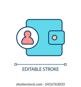 2D editable transfer to wallet thin line icon, isolated vector, multicolor illustration representing digital currency.