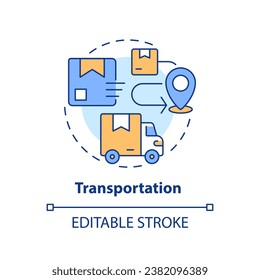 2D editable transportation icon representing moving service, simple isolated vector, multicolor thin line illustration.