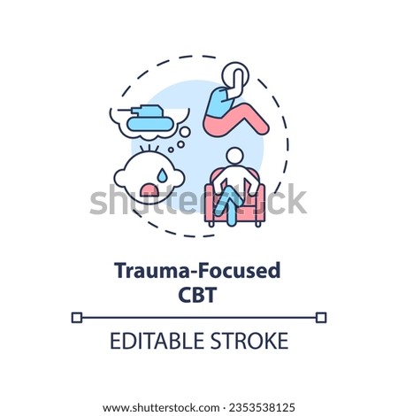 2D editable trauma focused CBT thin line icon concept, isolated vector, multicolor illustration representing behavioral therapy.