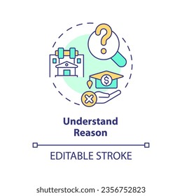 2D editable understand reason thin line icon concept, isolated vector, multicolor illustration representing athletic scholarship.
