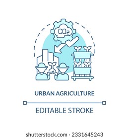 2D editable urban agriculture icon representing vertical farming and hydroponics concept, isolated vector, thin line illustration.