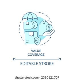 2D editable value coverage icon representing moving service, monochromatic isolated vector, blue thin line illustration.