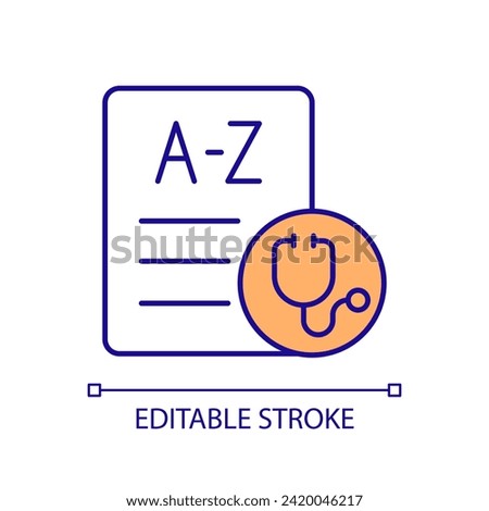 2D editable vocabulary standards icon representing health interoperability resources, isolated vector, multicolor thin line illustration.