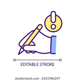 2D editable writing difficulties icon representing dyslexia, isolated vector, multicolor thin line illustration.