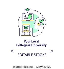 2D editable your local college and university thin line icon concept, isolated vector, multicolor illustration representing online therapy.