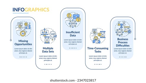 2D enterprise resource planning vector colorful infographics template, data visualization with 5 steps, process timeline chart.