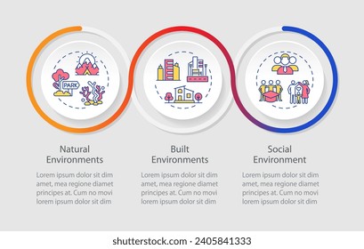 2D environmental psychology vector infographics template with thin linear icons concept, data visualization with 4 steps, process timeline chart.