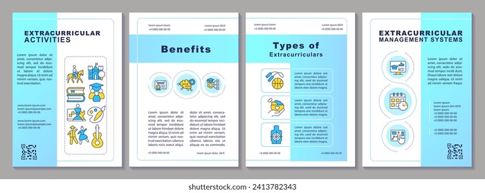 2D extracurricular activities creative brochure template, leaflet design with thin line icons, 4 vector layouts.
