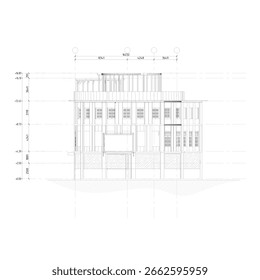 Diseño de fachada 2D de una oficina única