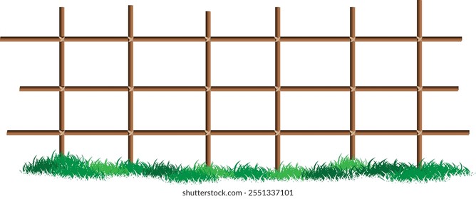 2d Fences isolated on white background with grass