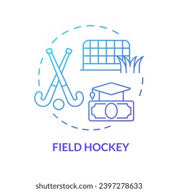 2D field hockey thin line gradient icon concept, isolated vector, illustration representing athletic scholarship.