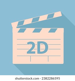 2D Filmzeichen. Ungebleichter Seidensymbol mit sehr langem Schatten auf dunkelblauem Hintergrund. Illustration.