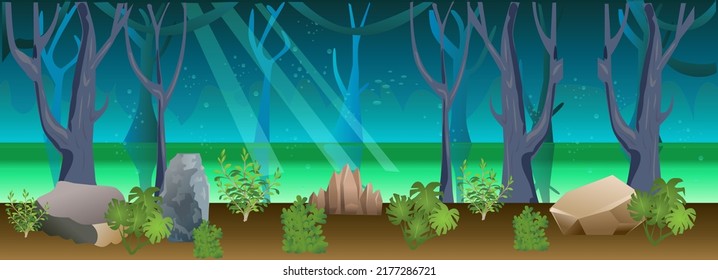 2D Flat Forest Game Background Vector Illustration