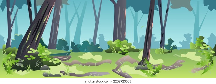 2D Flat Forest Game Background Vector Illustration