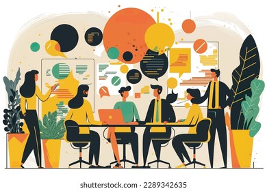 2d flat illustration ,businessman in the co working ,working together in a collaborative setting,Vector  illustration