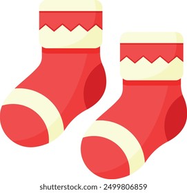 A 2D flat illustration of a cozy winter socks pair.