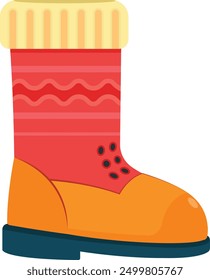 A 2D flat illustration of Winter Boots with Pom-Pom.