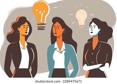 2D flat illustration,A group of successful businesswomen who share ideas and consult with one another, flat design
