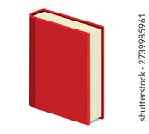 2D Flat Isometric Red Hard Cover Book Vector Illustration. Book doodle, back to school, novel, business, book icon, clipart