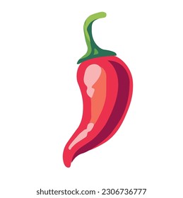 2D Flat Red Pepper, Mexican Spicy food Icon