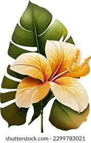 2.º fondo blanco de una sola flor tropical plano sin ilustración de sombra