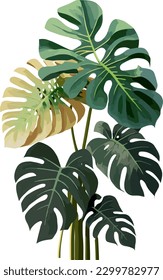 2d flat single tropical plant white background illustration