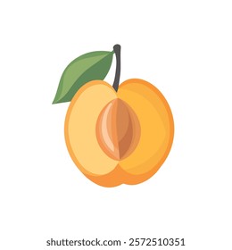 2D flat vector illustration apricot icon isolated on a white background.