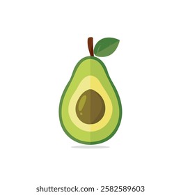 2D flat vector illustration avocado half icon isolated on a white background.

