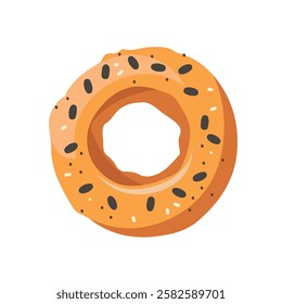 2D flat vector illustration bagel icon isolated on a white background.