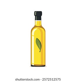 2D flat vector illustration bottle of olive oil icon isolated on a white background.