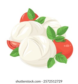 2D flat vector illustration buffalo mozzarella icon isolated on a white background.