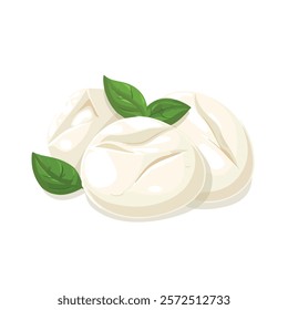 2D flat vector illustration buffalo mozzarella icon isolated on a white background.