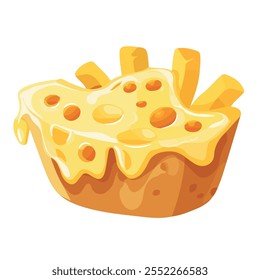 2D flat vector illustration cheese fries icon isolated on a white background.