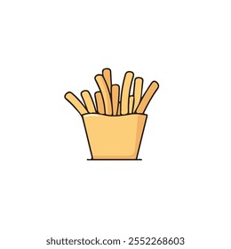 2D flat vector illustration cheese fries icon isolated on a white background.