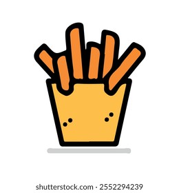 2D flat vector illustration cheese fries icon isolated on a white background.