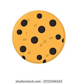 2D flat vector illustration chocolate chip cookie icon isolated on a white background.