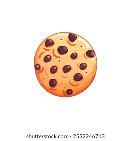 2D flat vector illustration chocolate chip cookie icon isolated on a white background.