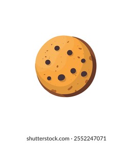 2D flat vector illustration chocolate chip cookie icon isolated on a white background.